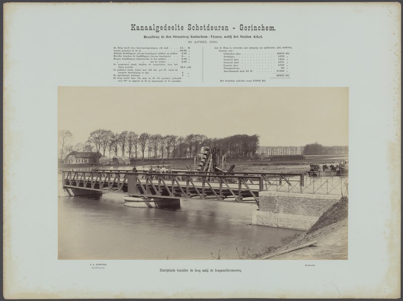 Draaibrug (schotdeuren) in de straatweg Gorinchem-Vianen vlak bij station Arkel