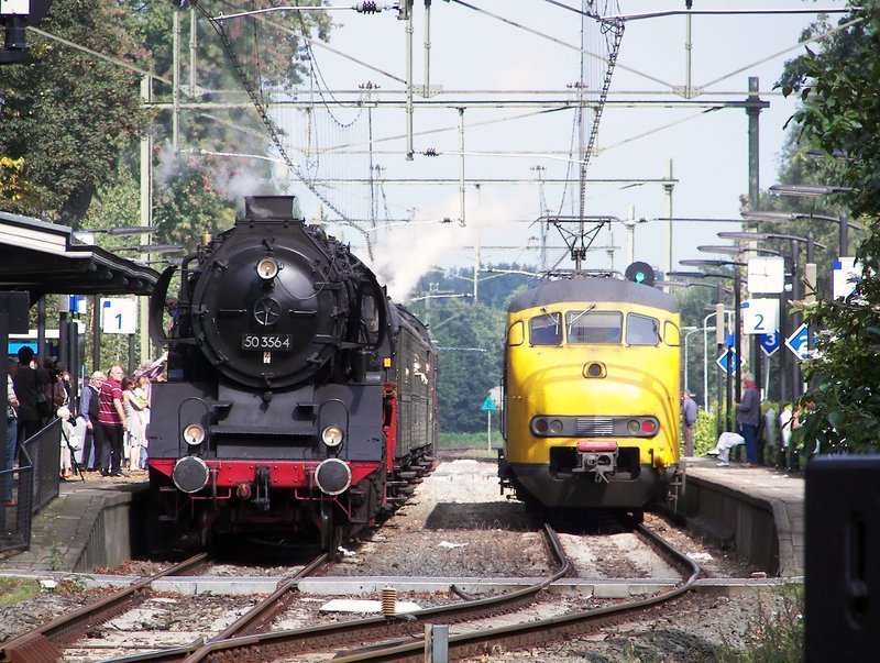 Stoomtrein en Hondekop op het station